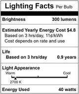 Simba Lighting Candelabra Flame Tip Clear CA10 40W E12 Base 120V, 12 Pack