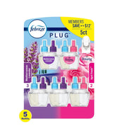 Febreze Plug in Air Fresheners, Mediterranean Lavender, + April Downy, Odor Eliminator for Strong Odors 5 Oil Refills