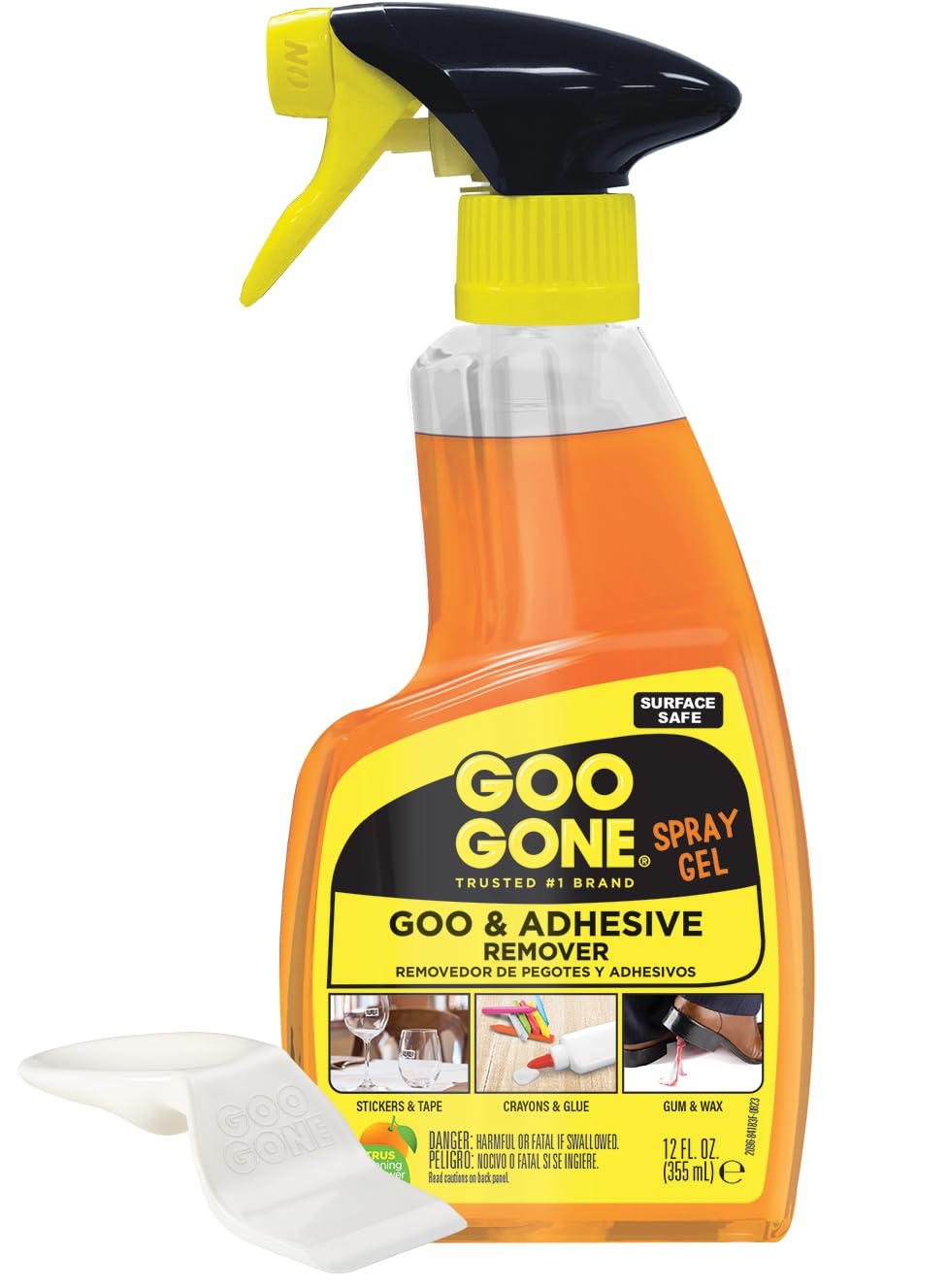Goo Gone Adhesive Remover Spray Gel 12 Oz with Scraper, Surface Safe