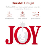 Best Choice Products 46in Outdoor JOY Christmas Nativity Decoration, 3 Piece Yard Decor Sign Holy Weather Resistant PVC Silhouette for Garden - Red/White