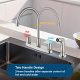 Cinwiny Kitchen Faucet, High Arc 360° Swivel Spout, 2-Handle 8 Inch Centerset Kitchen Sink Faucet with Side Sprayer, 3 or 4 Hole Kitchen Faucet for RV, Utility & Laundry Sink, Brushed Nickel