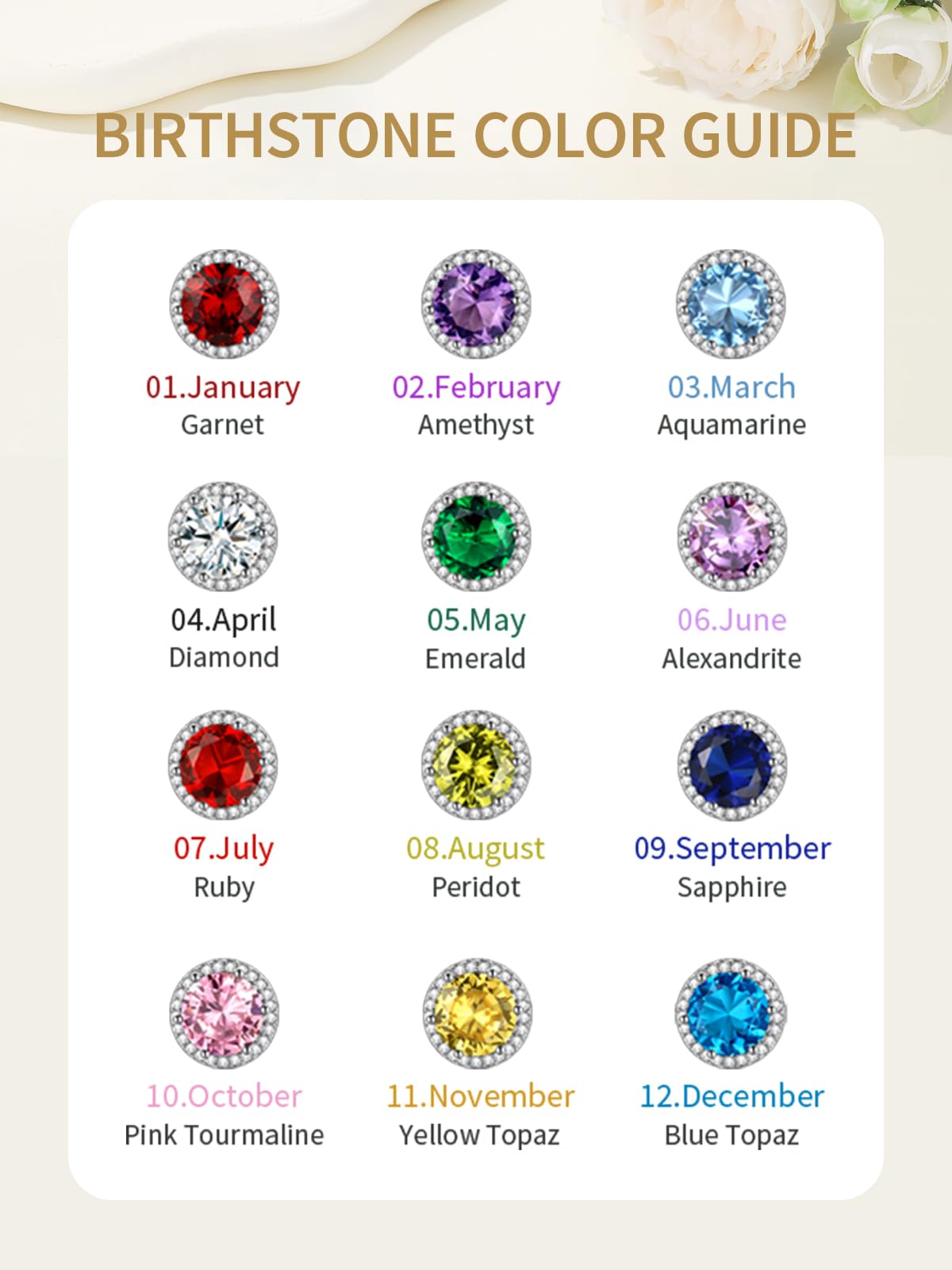 FindChic April Diamond Clip On Earrings for Women Silver Birthstone