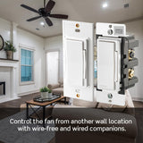 Leviton Decora Smart Fan Speed Controller, Wi-Fi 2nd Gen, Neutral Wire Required, Works with My Leviton, Alexa, Google Assistant, Apple Home/Siri & Wired or Wire-Free 3-Way, D24SF-1RW, White