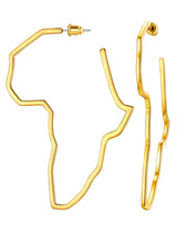 FaithHeart Gold Hoop Earrings for Women, Trendy 14K Gold Plated Large African Map Huggie Hoop Earrings Non Tarnish Everyday Jewelry