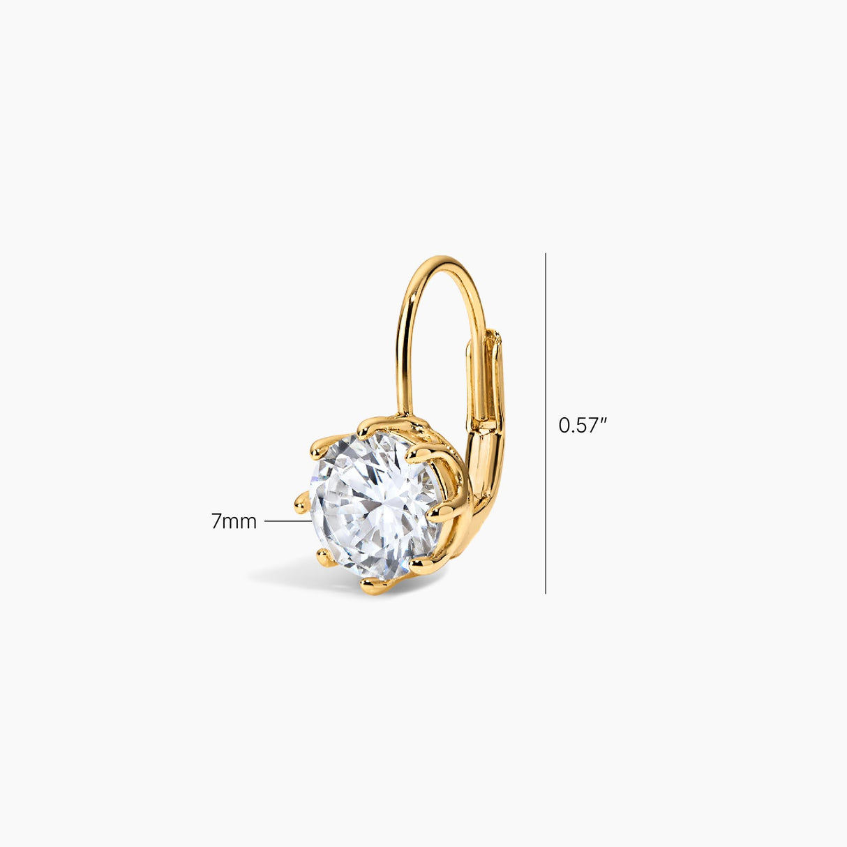Electric Picks Bentley Earrings for Women, 14k Gold Plated 7mm Crystal Drop Earrings, Minimalist Everyday Sparkle Jewelry, Hypoallergenic Diamond-Look Gift