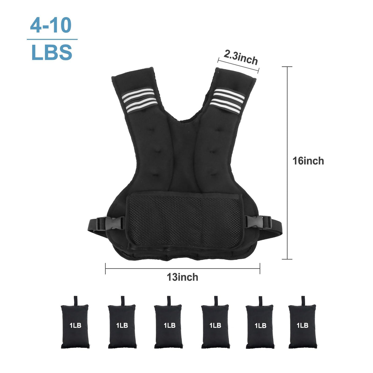 Henkelion Adjustable Weighted Vest for Men Women Weights Included, 4-10lbs Body Weight Vests Adjustable for Running, Training Workout, Jogging, Walking