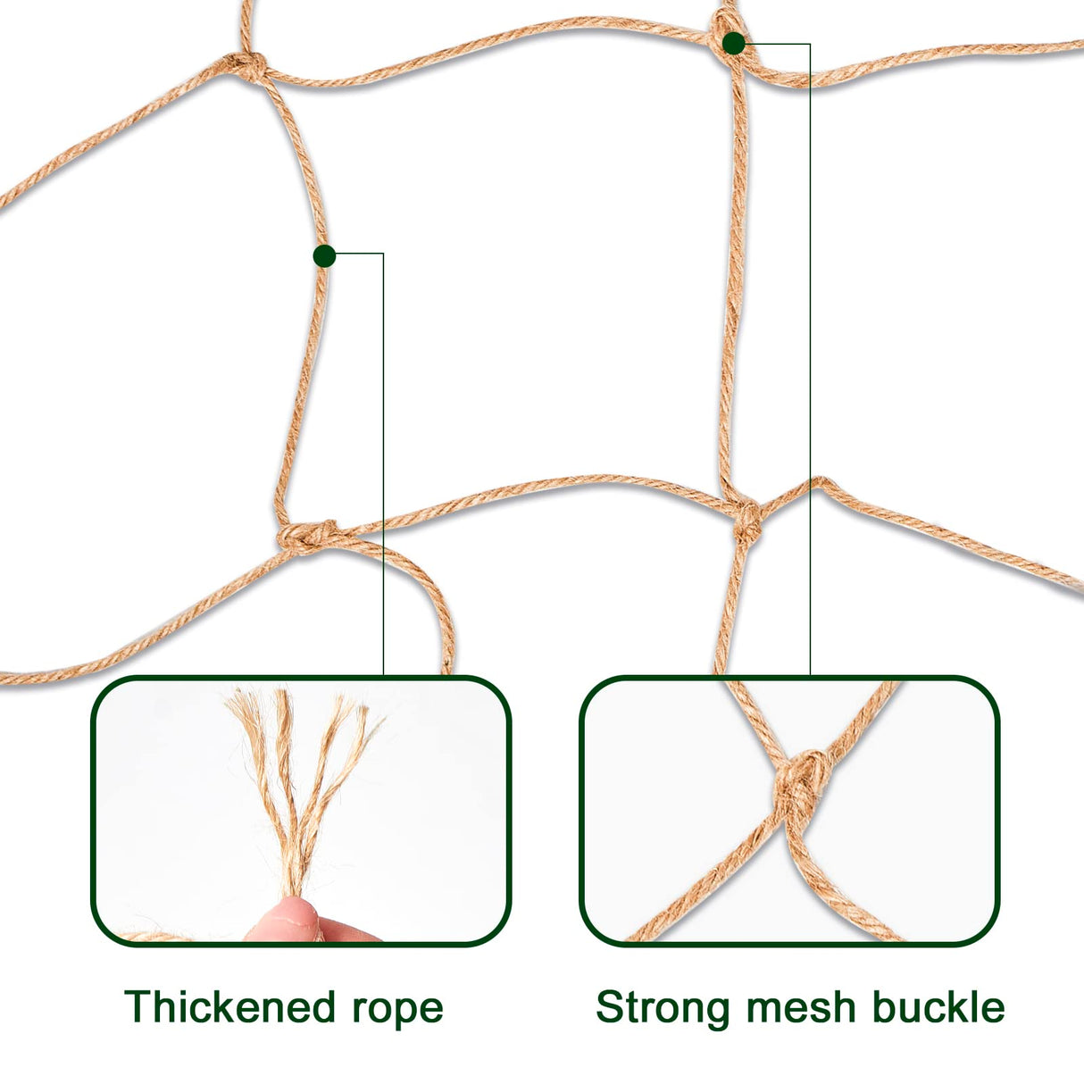 Jute Trellis Netting - Jute Netting for Garden, Heavy Duty Plant Support Netting for Climbing Plants, Cucumber, Vine, Fruits & Vegetables, Climbing Vining Plants (6.6 Ft x 9.8 Ft, 5.9 Inch Squares)
