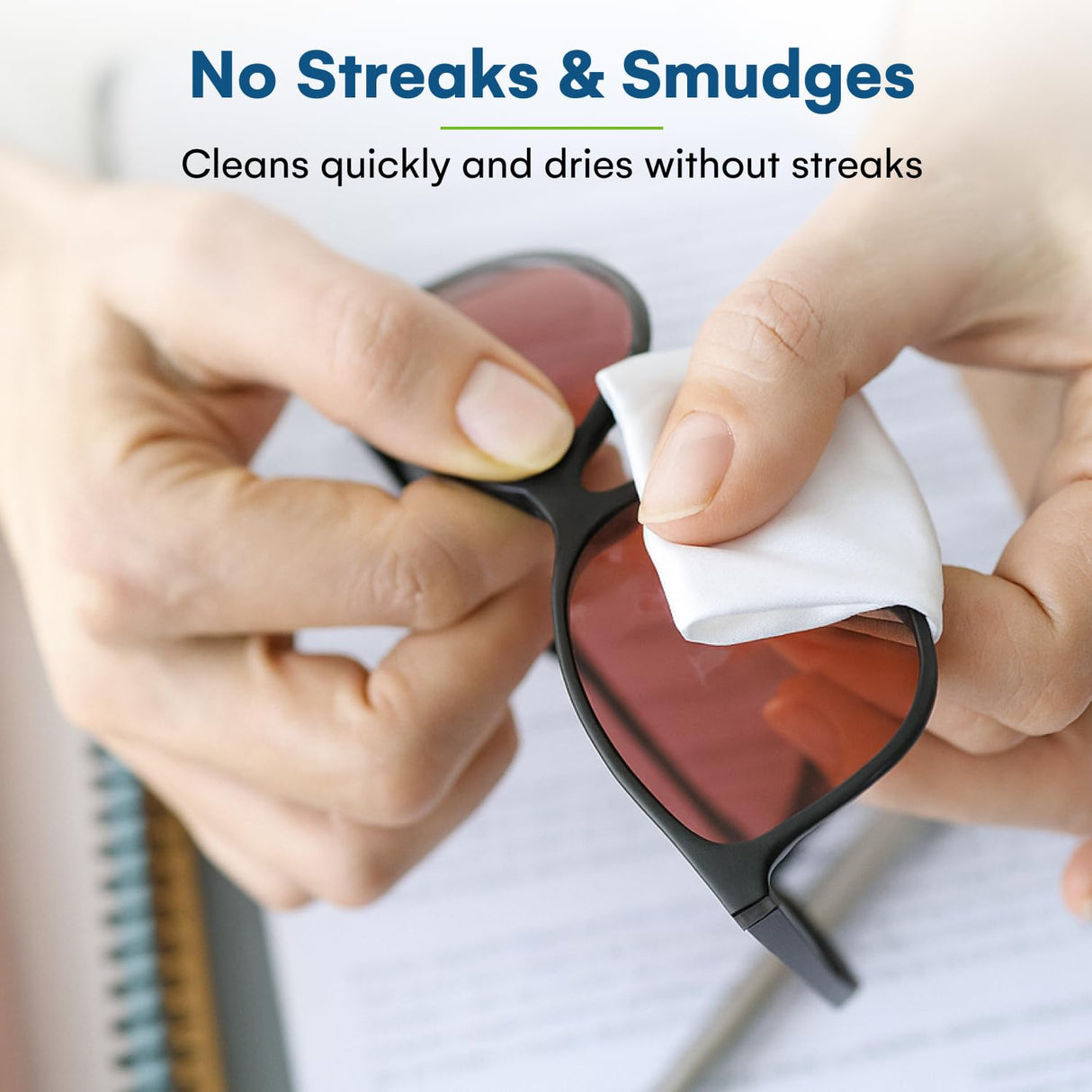 Care Touch Lens Wipes for Eyeglasses- 400 Count Individually Wrapped Pre- Moistened Wipes, 5 x 6 Inch- Camera Lens, Sunglasses and Glasses Cleaner,- Gentle and Portable for Cleaning of Optical Devices