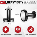 Buelkmag Magnetic Hooks for Cruise Cabins, Black 150lb Strong Magnetic Hooks, Magnetic Coat Hook, Heavy Duty Magnets for Wreath, Classroom, Hanging, Grill, Cruise Ship, Camping, 6Pcs