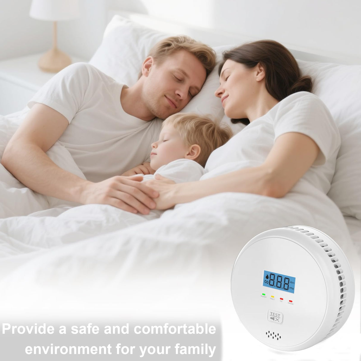 2-in-1 Smoke and Carbon Monoxide Detector Alarm ，Combination Smoke Detector & CO Fire Alarm 2XAA Battery-Operated ，LCD Display & 85db Sound Warning for Home, Bedroom, Kitchen