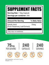 BulkSupplements.com Ursolic Acid Capsules - Ursolic Acid Supplement, Sourced from Rosemary Leaf Extract - Vegan, 1 Capsule per Serving (75mg), 240 Count (Pack of 1)