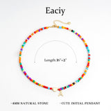 Eaciy Dainty Colorful Initial Necklace for Women Trendy Jewelry Gifts
