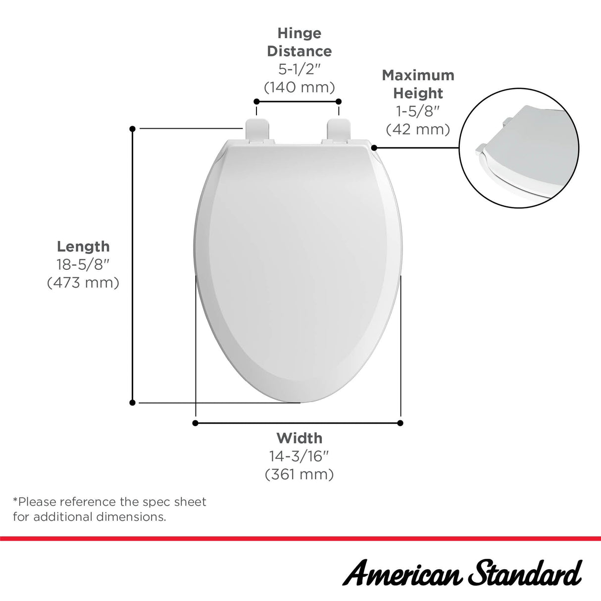 American Standard 5503A00B.020 Transitional Elongated Toilet Seat Soft Close, White