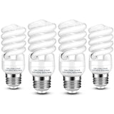 Barfelty E26 CFL Light Bulbs 13Watt, T2 Spiral Soft White 2700K 900lm E26 Medium Base Compact Fluorescent Light Bulbs, UL Approved, 120v 60Hz, Self Ballasted CFL Bulbs (60Watt Equivalent), Pack of 4