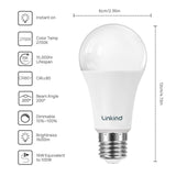 Linkind A19 LED Light Bulbs Dimmable, 100W Equivalent Light Bulbs, 16W, 2700K Soft White, 1600 Lumens LED Bulbs, E26 Standard Base, 120V, Lighting for Bedroom Living Room Home Office, 6 Packs