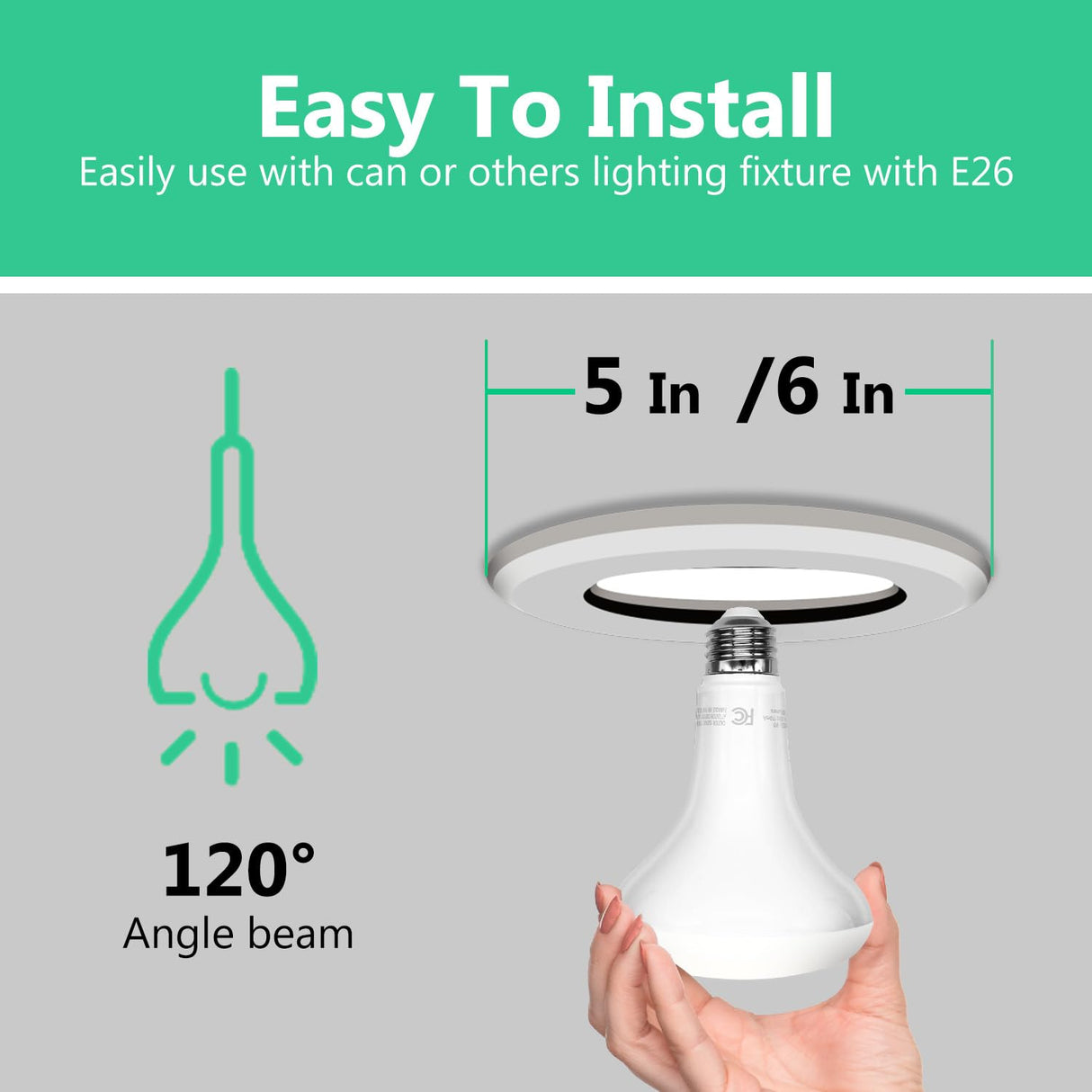 DAYBETTER BR30 LED Light Bulbs Indoor Flood Light, 5000K Daylight White LED Bulb 65W Equivalent, Dimmable, E26 Base, 800LM, Recessed Can Bulb for Living Room Bedroom Dining Room Bathroom, 12Pack