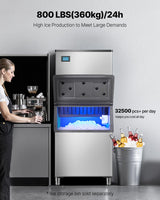 VEVOR Commercial Ice Maker Machine-Head 800 lbs/24 h, 26 Inch Stainless Steel Industrial Ice Machine, Self-Cleaning and Scheduled Ice Making, Modular Ice Cube Machine for Restaurant Hotel - Head Only