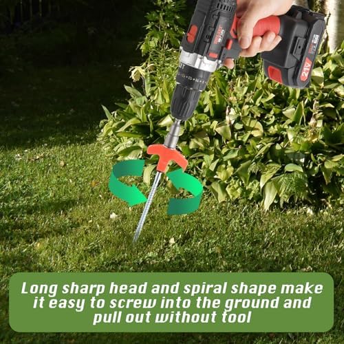 8" Screw in Tent Stakes 16PCS - Ground Anchors Screw in, Screw in Tent Stakes Heavy Duty, Galvanized - Tent Accessories, Metal Threaded Tent Spikes with Hex Head Driver and Storage Bags