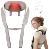 LCMWB Brushless Neck Massager with Heat, Cordless 6D Professional Neck Massager for Pain Relief Deep Tissue, Ergonomic Kneading Back Shoulder Massagers with 2 Modes/Speeds, Fathers Day Gift
