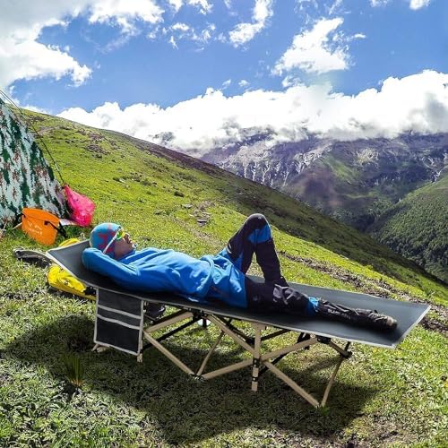 Yaheetech Folding Camping Cot, Portable Military Canvas Sleeping Bed, Outdoor Comfortable Lightweight Bed with Carry Bag for Hiking, Backpack Travel, Home & Office