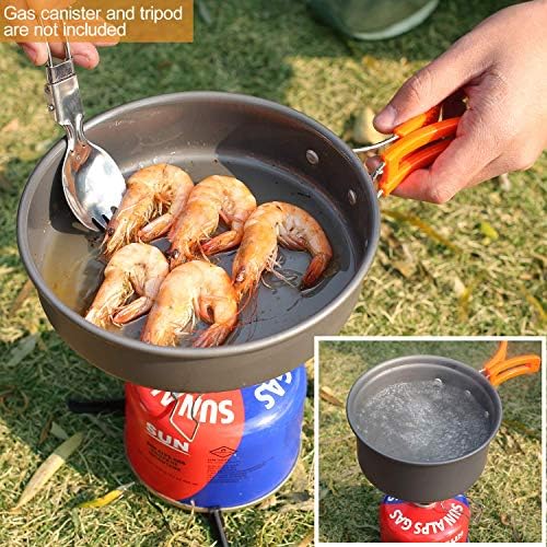 REDCAMP 12/14/15/19 PCS Camping Cookware Mess Kit Camping Gear Campfire Utensils Lightweight Stackable Pot Pan Bowls Soup Spoon with Storage Bag for Camping, Backpacking, Outdoor Cooking, Picnic