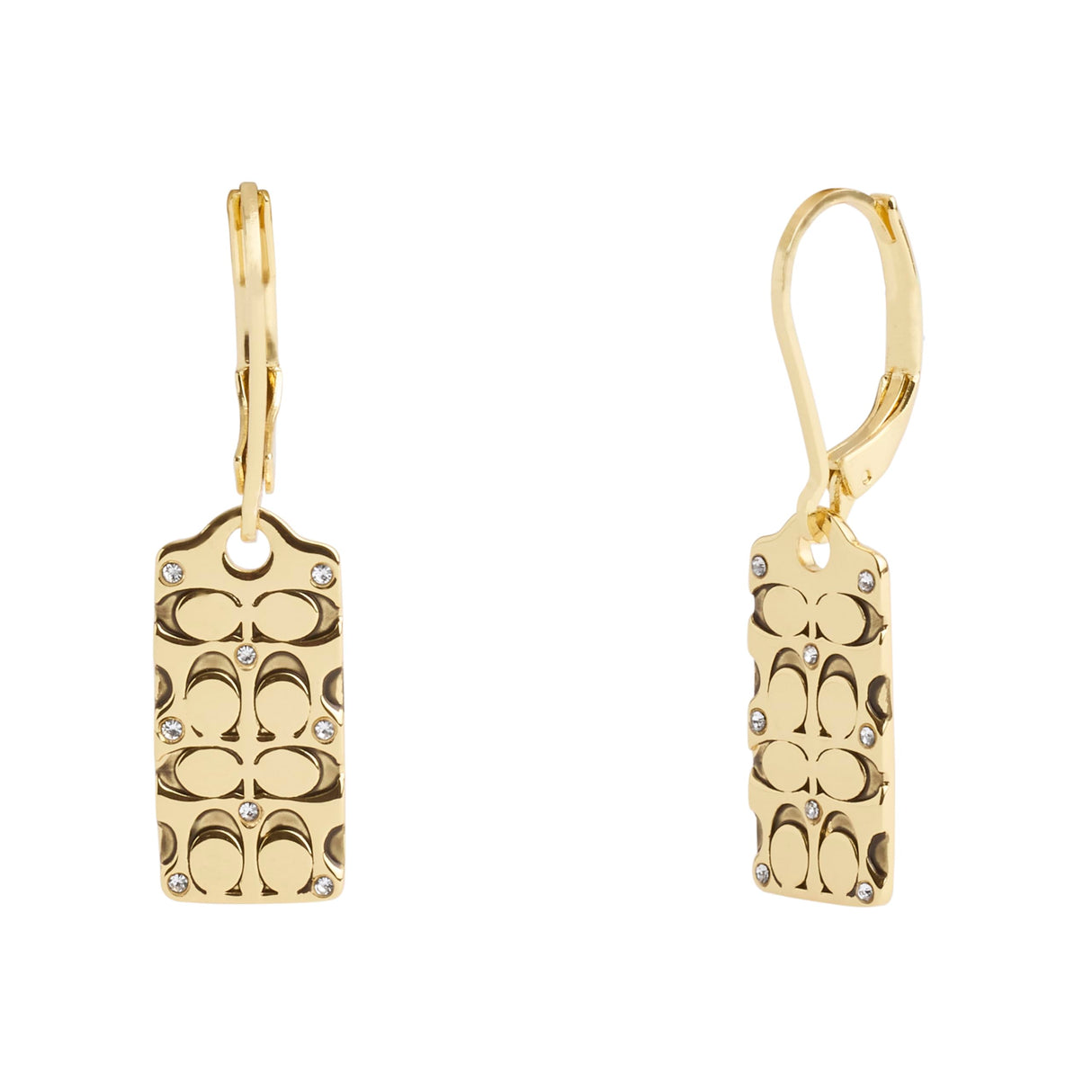 COACH Quilted C Tag Drop Earrings Golden One Size