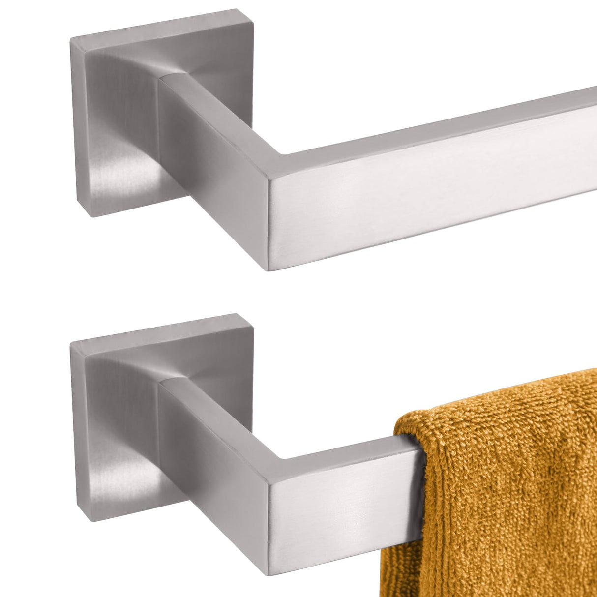 KOKOSIRI 32-Inch Single Towel Bar, Bathroom Kitchen Towel Holder, Wall Mounted T-304 Stainless Steel Towel Rack 2 Pack, Brushed Nickel, B4003BR-L32-P2