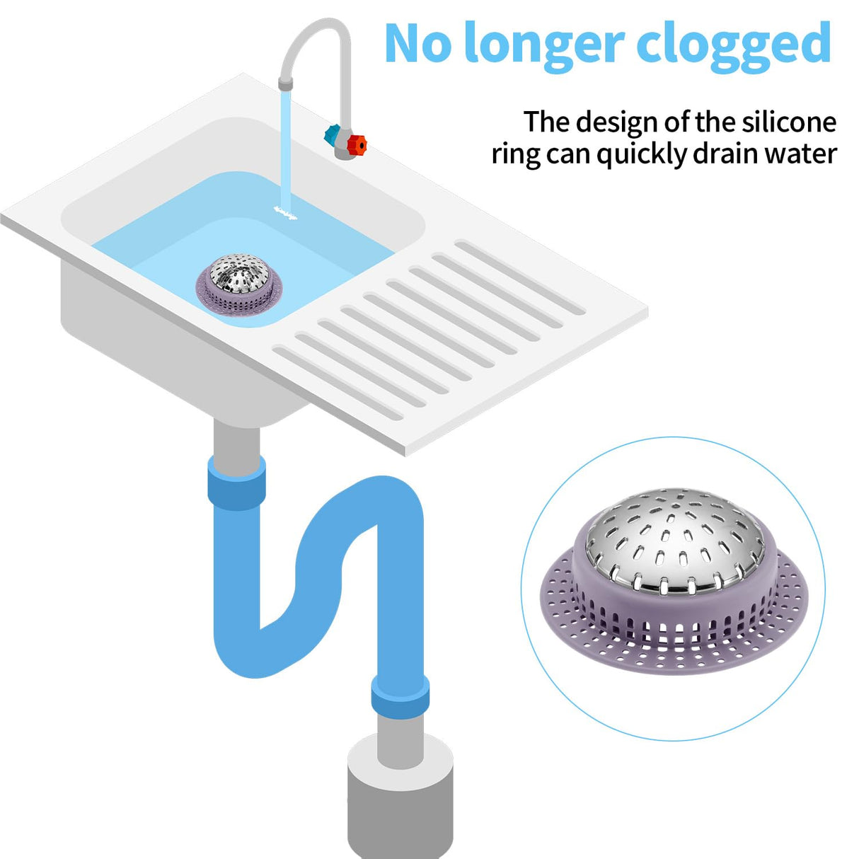 Aluvor Bathtub Drain Hair Catcher Shower Drain Cover Sink Drain Protector for Pop-Up & Regular Drains, Purple