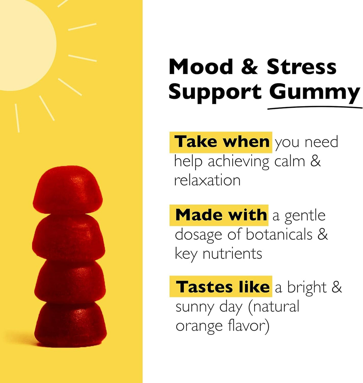 RESCUE Bach Plus Mood & Stress Support Gummies, Daytime Dietary Supplement with Passionflower, GABA, Saffron & Vitamin D, Natural Orange Flavor, Vegan & Gluten-Free, 3 Pack, 180 Count Total