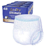LivDry Ultimate XL Adult Incontinence Underwear, High Absorbency, Leak Cuff Protection, X-Large, 48-Pack