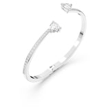 Swarovski Mesmera Bangle Bracelet, Heart-Shaped Clear Crystals on a Rhodium Finish Cuff, Size M, from the Attract Soul Collection