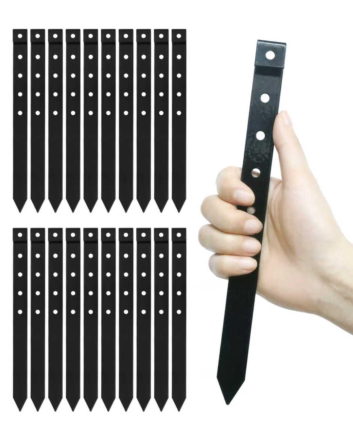 20Pcs Landscape Edging Garden Stakes,10 Inch Metal Garden Stakes,Fence Stakes,Metal Stakes for Edging,Terrace Board,Grass Barrier,Garden Edging Coil (Black)