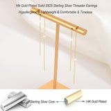 Dangle Earrings Threader Chain Earring Women Sterling Silver (Gold)