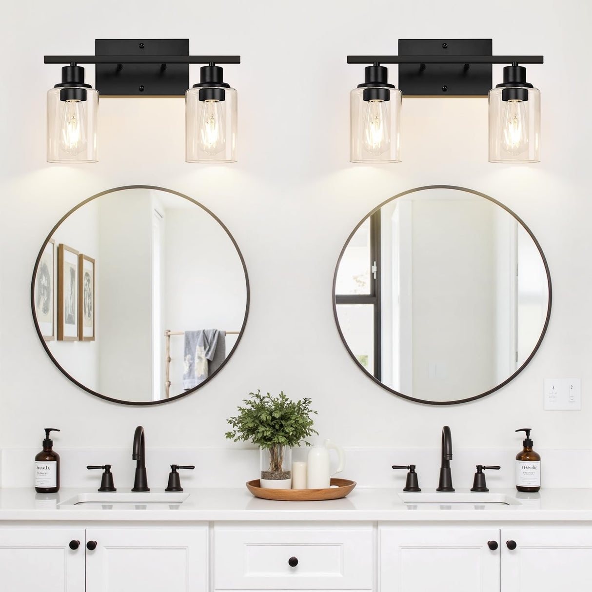 Indoi 4-Light Bathroom Light Fixtures, Matte Black Vanity Light with Water Ripple Clear Glass Shades for Mirror, Living Room, Bedroom, or Porch