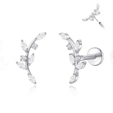 limerencia ASTM F136 Threadless Push in Titanium Earrings,Hypoallergenic Flat Back Cubic Zirconia G23 18G 6mm 8mm Body Piercing Studs for Cartilage Helix Tragus Conch(a pair)