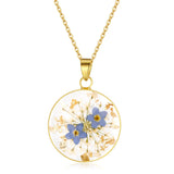 Forget-Me-Not and Queen Anne's Lace Pressed Wildflower Necklace | Gold Pressed Flower Necklace | Personalized Handmade Necklaces for Women | Forget-Me-Not Jewelry | Alaska State Flower Jewelry | 18”