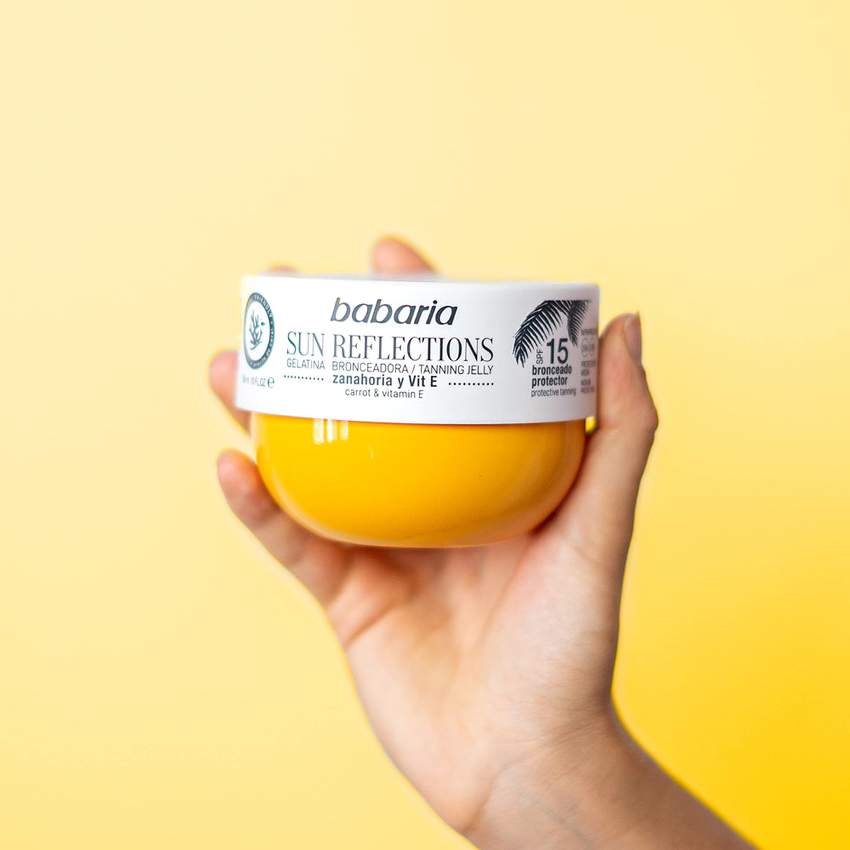 Babaria Carrot Gel Radiant Tan SPF15 Gelatin, 10.1 Fl Oz, Unisex, 100% Vegan, Coral Friendly