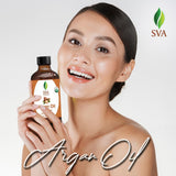 SVA Argan Oil Organic - 4 Fl Oz – 100% Natural Cold Pressed Organic Argan Oil - for Face, Skin Care, Hair Care, Scalp Massage & Body Massage – Carrier Oil with Dropper