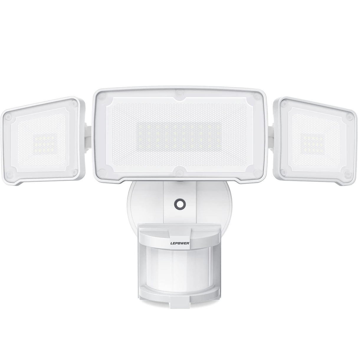 LEPOWER LED Security Lights Motion Sensor Light Outdoor, 38W 4200LM Light, 5500K, IP65 Waterproof, 3 Head Detected Flood Light for Garage, Yard, Porch (White)