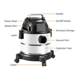 Amazon Basics Wet Dry Shop Vacuum Cleaner, 4 Gallon, 3 HP Stainless Steel, Grey/Black