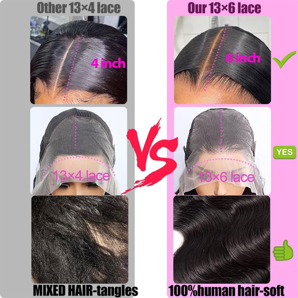 30 Inch 13X6 Lace Front Wigs Human Hair 180 Density Body Wave Lace Front Wigs Pre Plucked Brazilian 13x6 HD Lace Frontal Wigs Glueless Wigs Human Hair Wig For Women