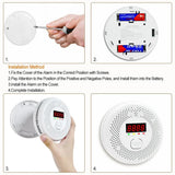 High Definition Color Screen Detector LCD Powered by Carbon Monoxide Detector and Smoke Alarm Battery (excluding Battery) (Compact Design, 4Pack-CO&Smoke)