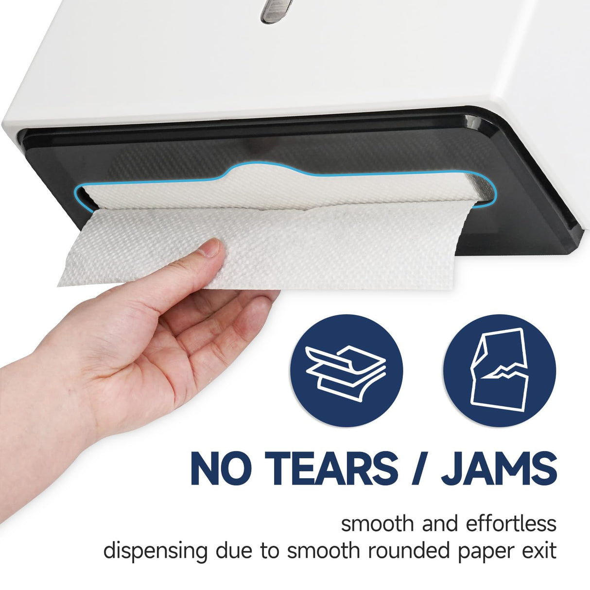 AIKE 200 Sheets Wall Mount Paper Towel Dispenser with Clear Window.Fit Multifold Paper Folded Size 10"x3.1" or Smaller,White Finish