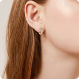 18K Gold Bee Earrings for Women, Hypoallergenic Stud with Cubic Zirconia, Hoop Earrings for Women, Gold/Silver Colors