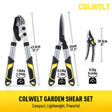Colwelt Loppers Hedge Shears Garden Shears Set 3Pcs, Compact 17’’ Anvil Branch Cutter & Hedge Clippers & Garden Scissors, Shears Gardening Tools for Yard(Set for the bulk of light-to-moderate pruning)