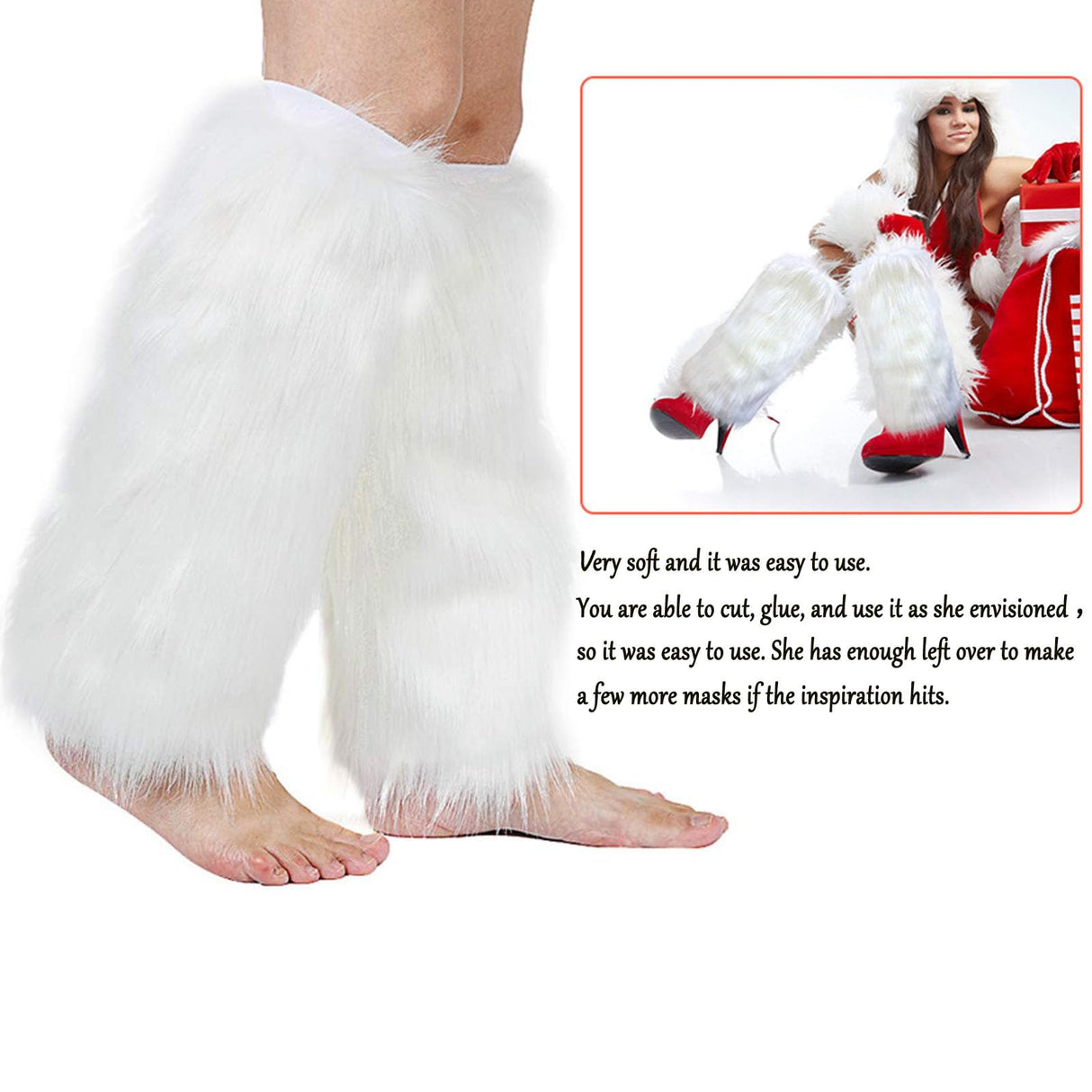 Faux Fur Fluffy Crafts Fabric 23.6x59 inch White, Long Pile Shaggy Fur Fabric for Costume, Halloween Decoration, Home Sewing, Craft Arts Supply, Upholstery, Christmas Plush Furry Material