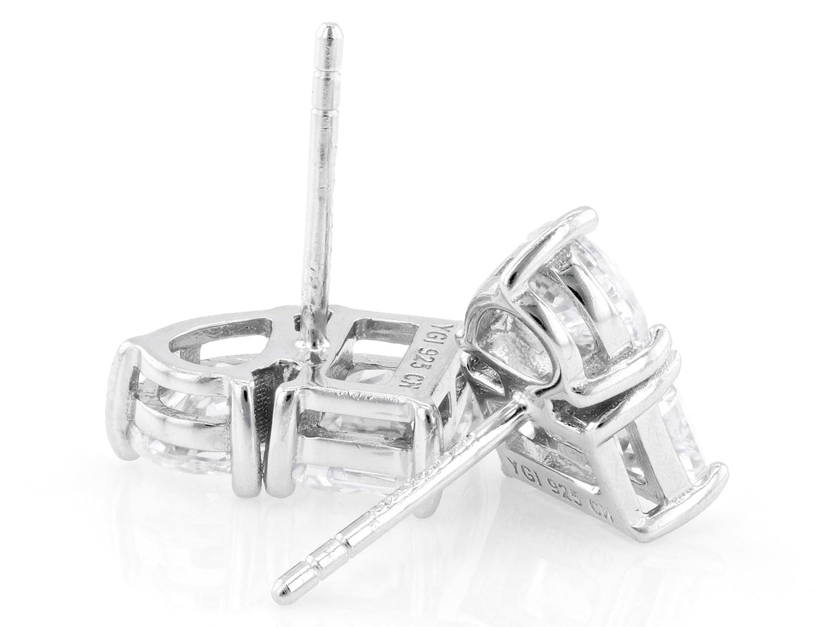 JTV White Cubic Zirconia Rhodium Over Sterling Silver Stud Earrings 5.58ct
