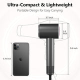 Hair Dryer, 160000 RPM Professional High-Speed Blow Dryer 2 Billion Negative Ionic Care Hair Dryer (Black Gray)