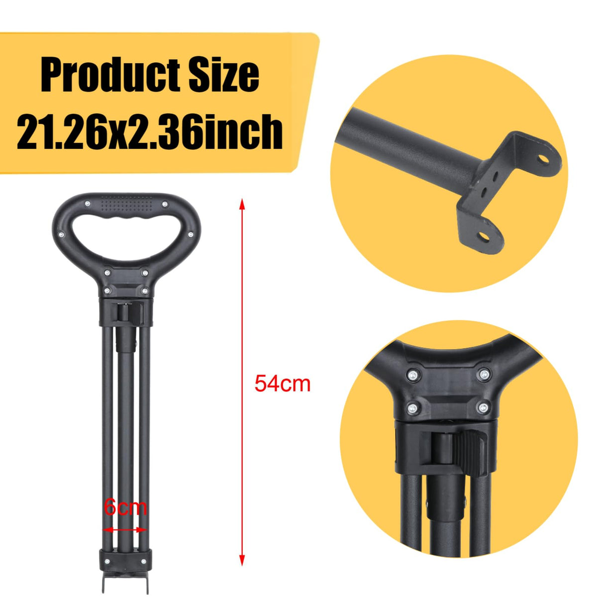 Aymzbd Trolley Pull Handle, Folding Wagon Pull Handle Replacement, Adjustable Shopping Cart Pull Handle for Garden Carts Picnic Carts Beach Park, Style D