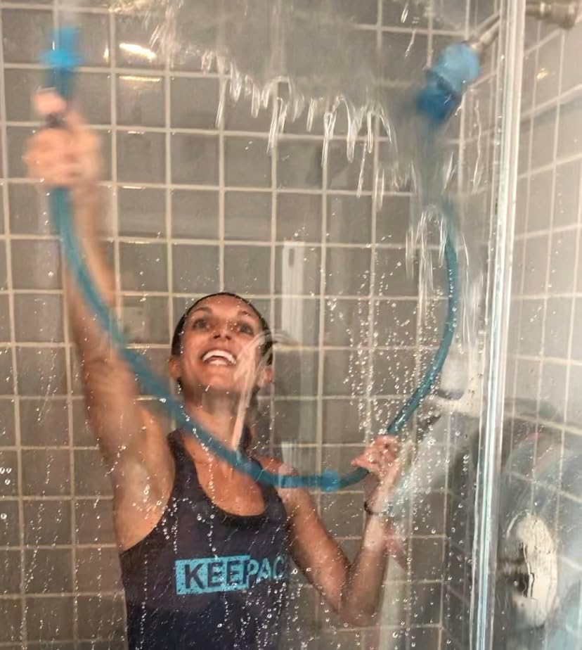 Rinseroo: "Shower Cleaning Thing"–Slip-On Handheld Hose Attachment for Fast, Mess-Free Shower Wall Rinsing–6 Ft Hose, Fits Up to 5" Shower Head –Temporarily Converts Standard Shower into Handheld